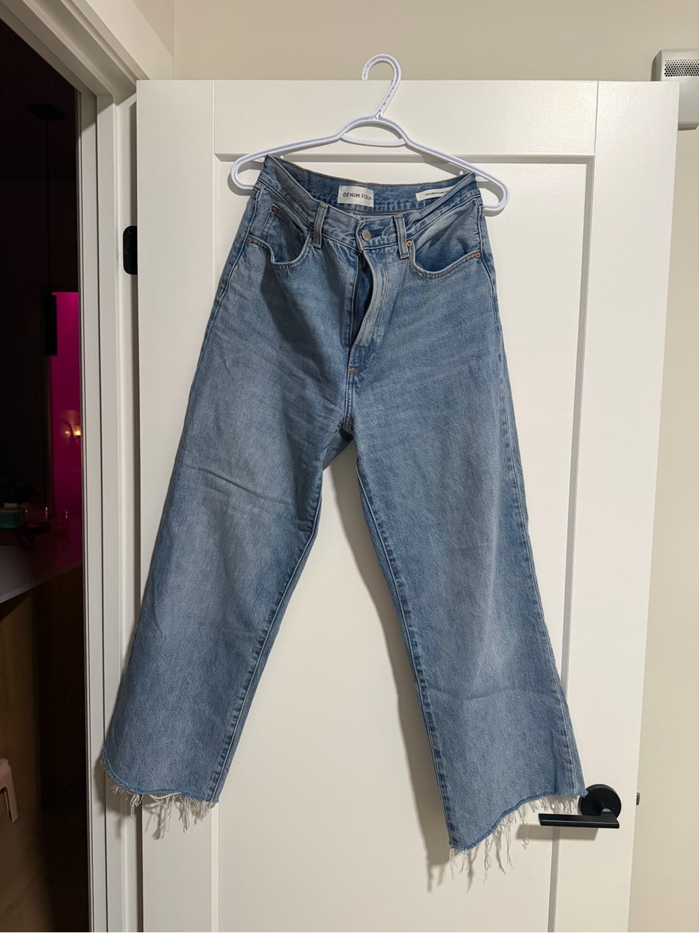 Denim Forum Light Blue Cropped Straight Jeans